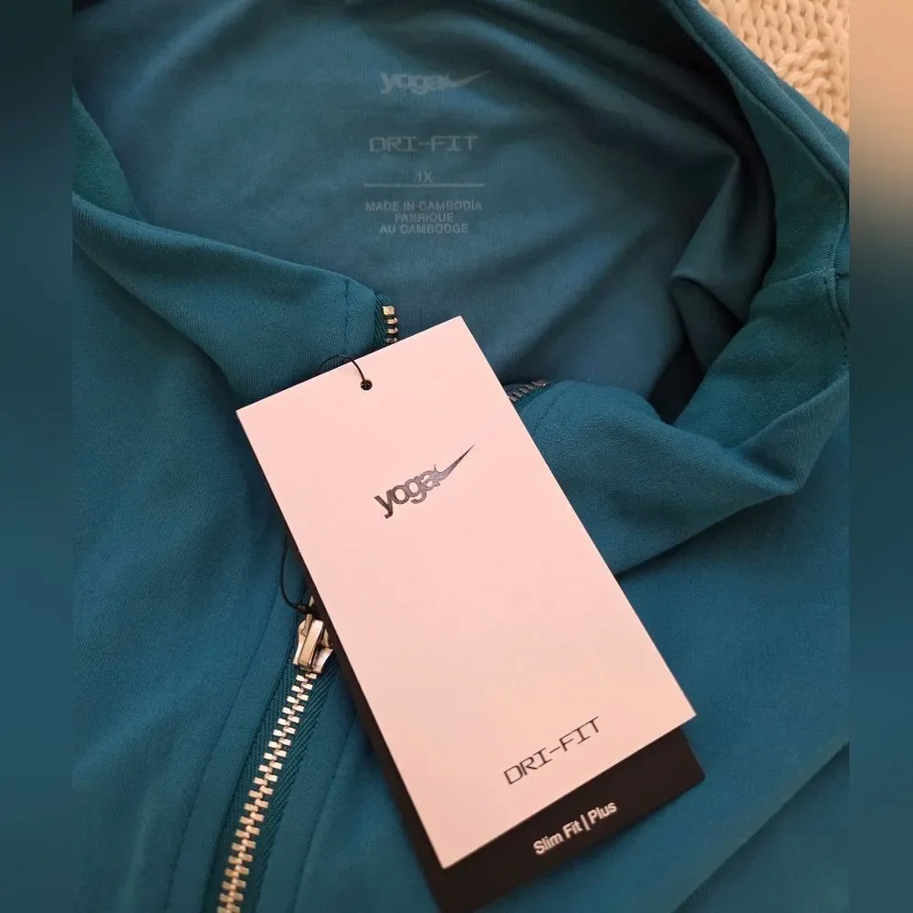 Nike Yoga Luxe Dri Fit Full Zip Women’s Teal Jacket Size 1X